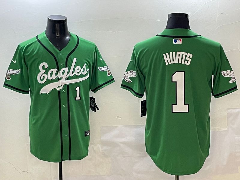 Men Philadelphia Eagles #1 Hurts Green three generations Jointly Name 2025 Nike Limited NFL Jersey style 22->philadelphia eagles->NFL Jersey